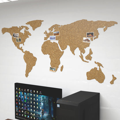 World Map Cork Pin Board (120x55cm)