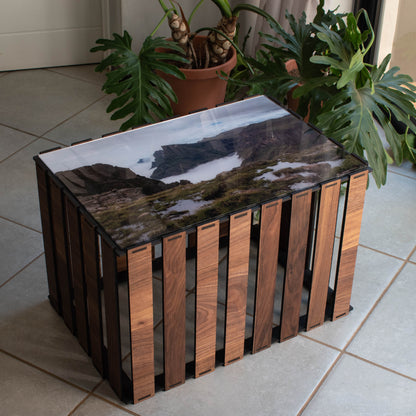 Slatted Photographic Side Table / Ottoman